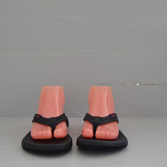 Flojos Black Flip Flops Women's 8 Thong Sandals Summer Shoes Pink - Picture 3 of 8